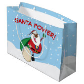 Superheld Black Santa Power Gift Bag Groot Cadeauzakje (Achterkant Gekanteld)