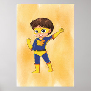 Superheld Boy Yellow Suit ! Leuke Kinder afdrukbar Poster