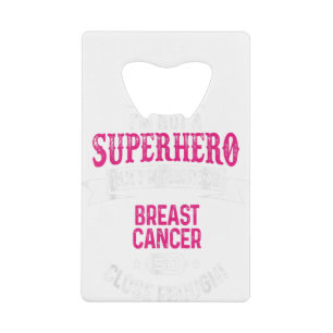 Superheld Breast Cancer Awareness Supporter Ribbon Kredietkaart Flessenopener