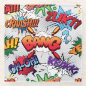 Superheld Bubble-patroon Glazen Onderzetter (Voorkant)