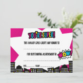 Superheld Certificate, Diploma Kaart (Staand voorkant)