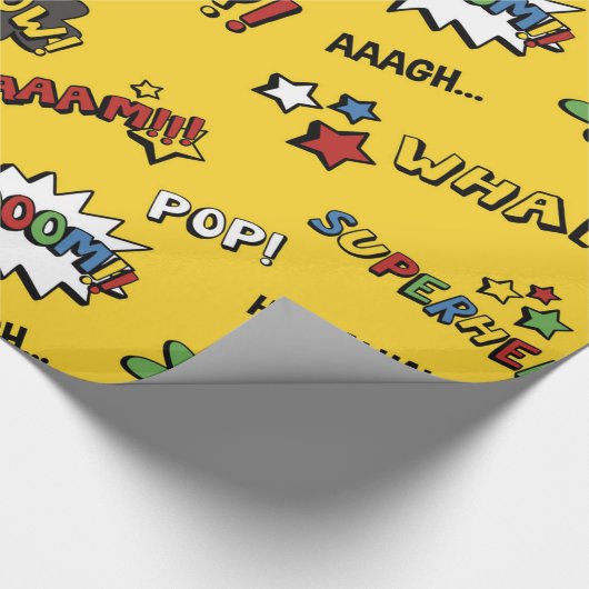 Superheld Colorful Fun Pattern Cadeaupapier (Hoek)