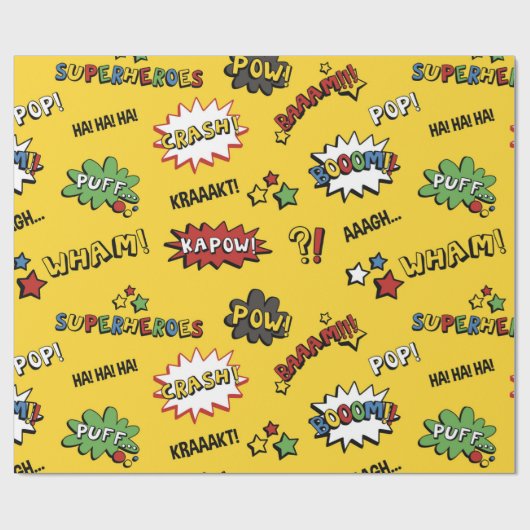 Superheld Colorful Fun Pattern Cadeaupapier (Vlak)