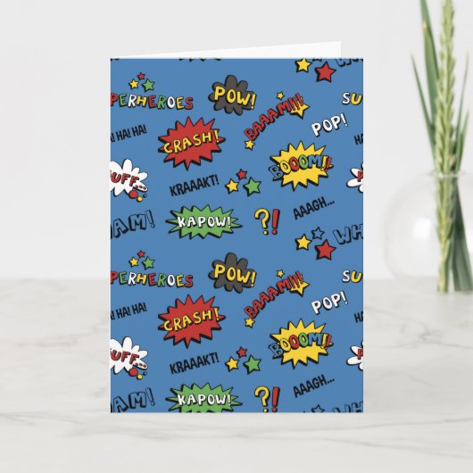 Superheld Colorful Fun Pattern Kaart (Voorkant)