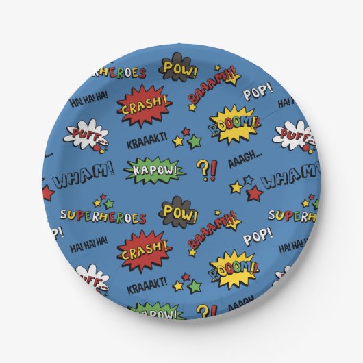 Superheld Colorful Fun Pattern Papieren Bordje (Voorkant)