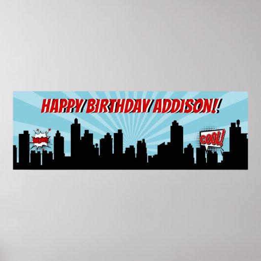 Superheld Comic Birthday Party Banner Poster (Voorkant)