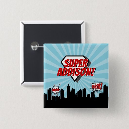 Superheld Comic Birthday Party Button (Voorkant /achterkant)