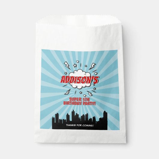Superheld Comic Birthday Party Favor Bags Bedankzakje (Voorkant)