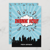 Superheld Comic Birthday Party - Hartelijk dank Bedankkaart (Voorkant / Achterkant)