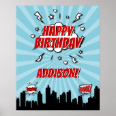 Superheld Comic Birthday Party Poster (Voorkant)