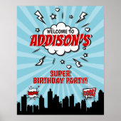 Superheld Comic Birthday Party Welcome Poster (Voorkant)