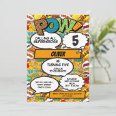 Superheld Comic Book Birthday Party Kaart (Staand voorkant)