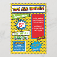 Superheld Comic Book Birthday Uitnodiging