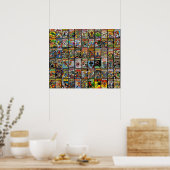  superheld Comic Book Collectie Pattern Fa Poster (Keuken)