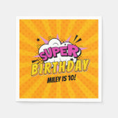 Superheld Comic Book Meisje's Leuke Verjaardag Servet (Voorkant)