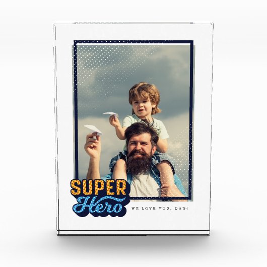 Superheld Comic Book Photo Gift for Dad Keepomwill Fotoblokken (Voorkant)