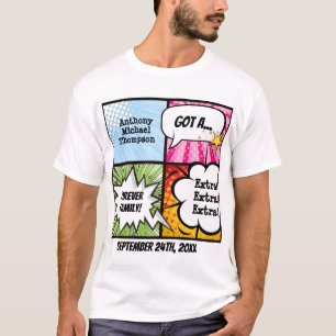 Superheld Comic Book Style Adoption Party T-shirt
