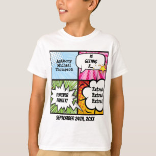 Superheld Comic Book Style Adoption Party T-shirt