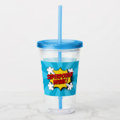 Superheld Comic Book Style Boy Birthday Blue Acryl Drinkbeker (Voorkant)