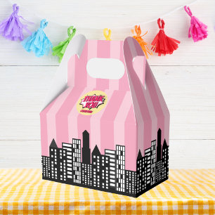 Superheld Comic Book Style Girl Birthday Pink Bedankdoosjes