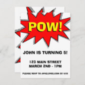 Superheld Comic Book Thed Invitation Sjabloon (Voorkant / Achterkant)