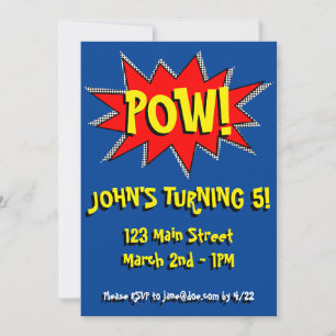 Superheld Comic Book Thed Invitation Sjabloon Kaart