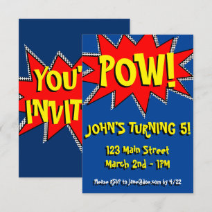 Superheld Comic Book Thed Invitation Sjabloon Kaart