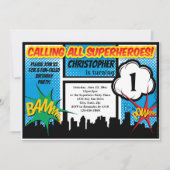 Superheld Comic Boy's eerste verjaardag Kaart (Voorkant)