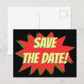 Superheld Comic Save The Date Aankondiging Postkaa (Voorkant / Achterkant)
