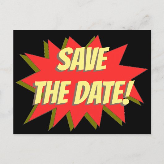 Superheld Comic Save The Date Aankondiging Postkaa (Voorkant)