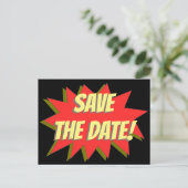 Superheld Comic Save The Date Aankondiging Postkaa (Staand voorkant)