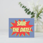 Superheld Comic Save The Date Aankondigingskaart (Staand voorkant)