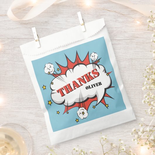 Superheld Comic Speech Bubble Birthday Bedankt Bedankzakje (Geknipt)