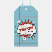 Superheld Comic Speech Bubble Birthday Bedankt Cadeaulabel (Achterkant)