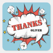Superheld Comic Speech Bubble Birthday Bedankt Vierkante Sticker (Voorkant)