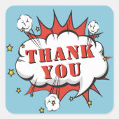 Superheld Comic Speech Bubble Birthday Hartelijk d Vierkante Sticker (Voorkant)