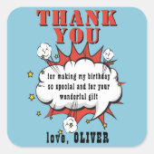 Superheld Comic Speech Bubble Birthday Hartelijk d Vierkante Sticker (Voorkant)