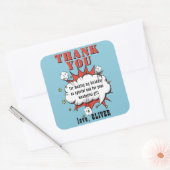 Superheld Comic Speech Bubble Birthday Hartelijk d Vierkante Sticker (Envelop)