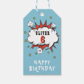 Superheld Comic Speech Bubble Boy Birthday Cadeaulabel (Voorkant)