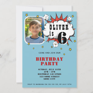 Superheld Comic Speech Bubble Boy Birthday Party Kaart