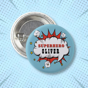 Superheld Comic Speech Bubble Boy Birthday Party Ronde Button 3,2 Cm