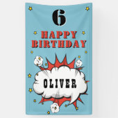 Superheld Comic Speech Bubble Boy Birthday Party Spandoek (Verticaal)