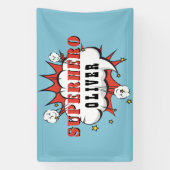 Superheld Comic Speech Bubble Boy Birthday Party Spandoek (Verticaal)