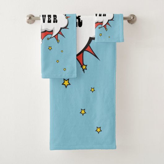 Superheld Comic Speech Bubble Boy Naam Bad Handdoek (Insitu)