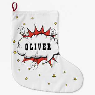 Superheld Comic Speech Bubble Boy Name Large Chris Grote Kerstsok