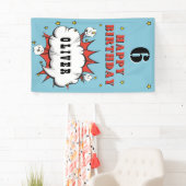 Superheld Comic Speech Bubble Jongens Verjaardagsf Spandoek (Insitu)