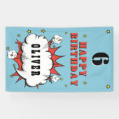 Superheld Comic Speech Bubble Jongens Verjaardagsf Spandoek (Horizontaal)