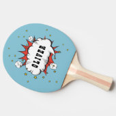 Superheld Comic Speech Bubble Name Tafeltennisbatje (Zijkant)