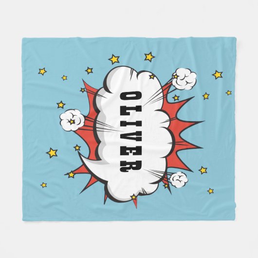 Superheld Comic Speech Cloud Boy Naam Fleece Deken (Voorkant (Horizontaal))