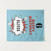 Superheld Comic Spreekwolk Jongens Verjaardagsfees Wandkleed (Voorkant (horizontaal))